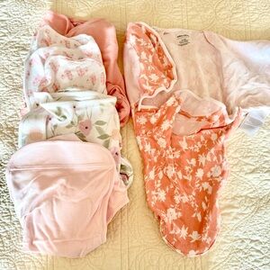 Like New Bundle FIVE Aden + Anais 100% Cotton Velcro Swaddles 0-3 months